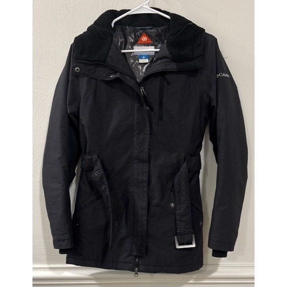 Columbia Omni-Heat Women's Jacket Parka Small Black Faux Fur Hooded - Picture 1 of 4
